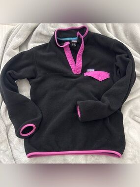 Patagonia Black Fleece Pullover with Pink Accents